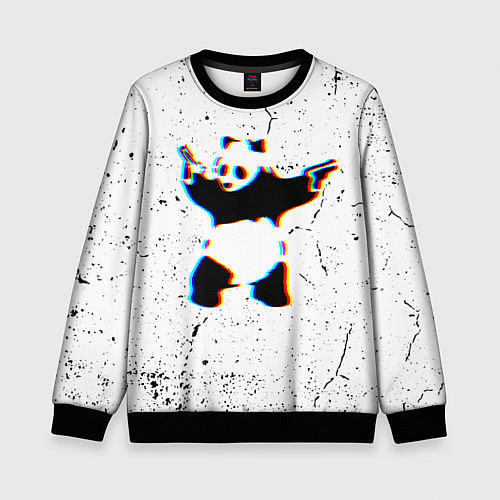 Детский свитшот Banksy Panda with guns Бэнкси / 3D-Черный – фото 1