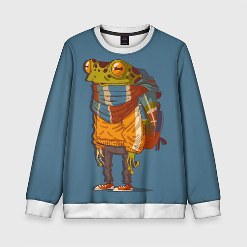 Детский свитшот Лягуха-путешественица / 3D-Белый – фото 1