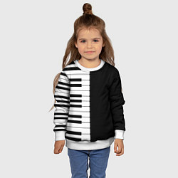 Свитшот детский Черно-Белое Пианино Piano, цвет: 3D-белый — фото 2