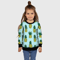 Свитшот детский Рисунок ананасов, цвет: 3D-черный — фото 2