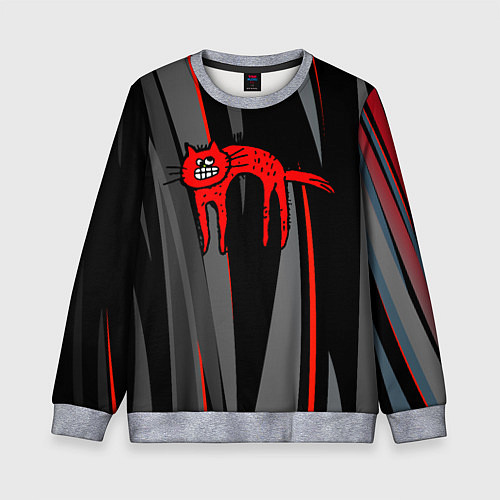 Детский свитшот Прикольный красный кот / 3D-Меланж – фото 1