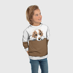 Свитшот детский Грустный Щенок Бигля, цвет: 3D-белый — фото 2