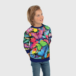 Свитшот детский Стая бабочек Pattern, цвет: 3D-синий — фото 2
