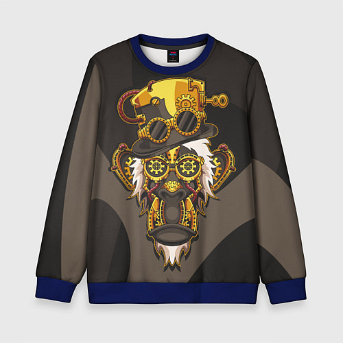 Детский свитшот Стимпанк Заводная Обезьяна / 3D-Синий – фото 1
