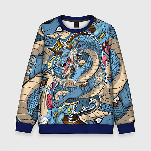 Детский свитшот Синий дракон-монст / 3D-Синий – фото 1