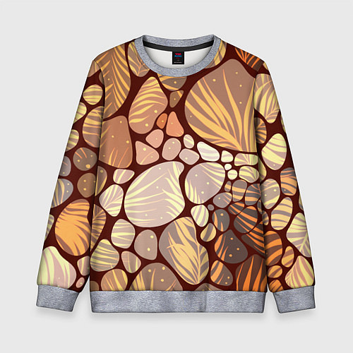 Детский свитшот Коричнево-бежевые пастельные камушки с яркими паль / 3D-Меланж – фото 1
