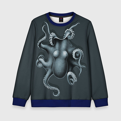 Детский свитшот Серый осьминог / 3D-Синий – фото 1