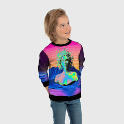Свитшот детский Gorgon Medusa Vaporwave Neon Mountains, цвет: 3D-черный — фото 2