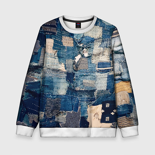 Детский свитшот Patchwork Jeans Осень Зима 2023 / 3D-Белый – фото 1