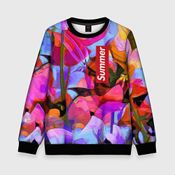 Свитшот детский Красочный летний цветочный паттерн Summer color pa, цвет: 3D-черный