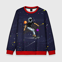 Свитшот детский Космонавт - скейтбордист, цвет: 3D-красный