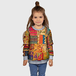 Свитшот детский Пэчворк Лоскутное одеяло Patchwork Quilt, цвет: 3D-меланж — фото 2