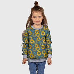Свитшот детский Абстрактные подсолнухи, цвет: 3D-меланж — фото 2