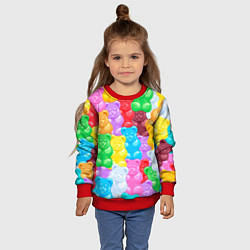 Свитшот детский Мармеладные мишки разноцветные, цвет: 3D-красный — фото 2