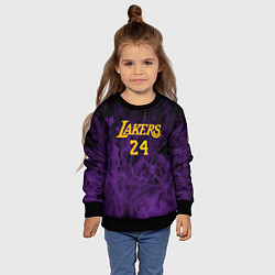 Свитшот детский Lakers 24 фиолетовое пламя, цвет: 3D-черный — фото 2