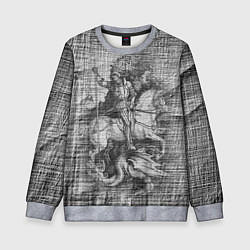 Свитшот детский Альбрехт Дюрер Всадник побеждающий дракона Гравюра, цвет: 3D-меланж