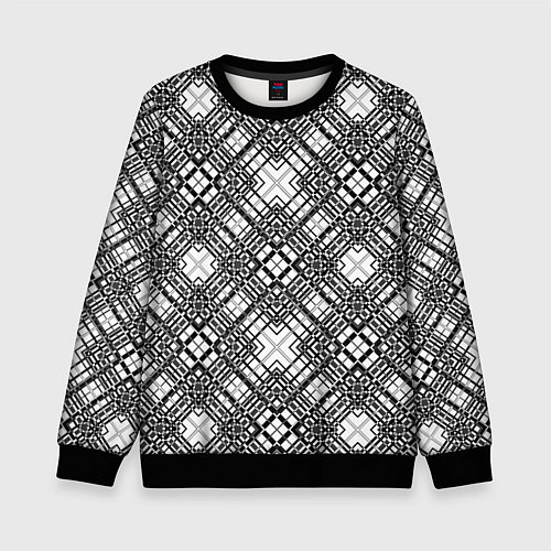 Детский свитшот Черно-белый геометрический узор в клетку / 3D-Черный – фото 1