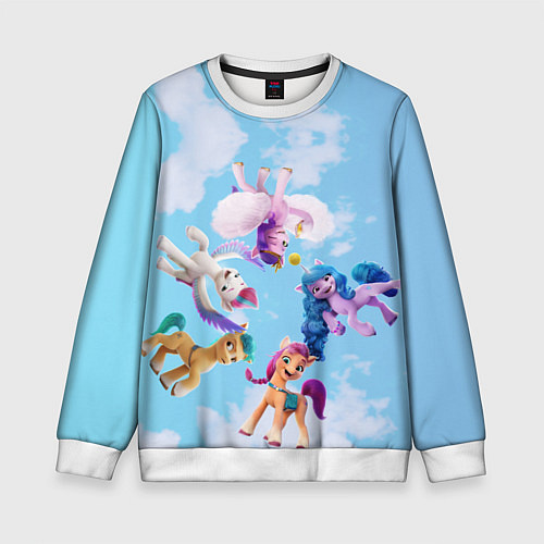 Детский свитшот My Little Pony летают в облаках / 3D-Белый – фото 1