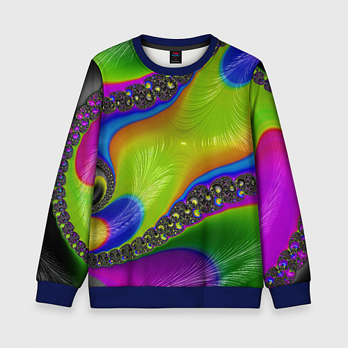 Детский свитшот Кислотный фрактал Абстракция / 3D-Синий – фото 1