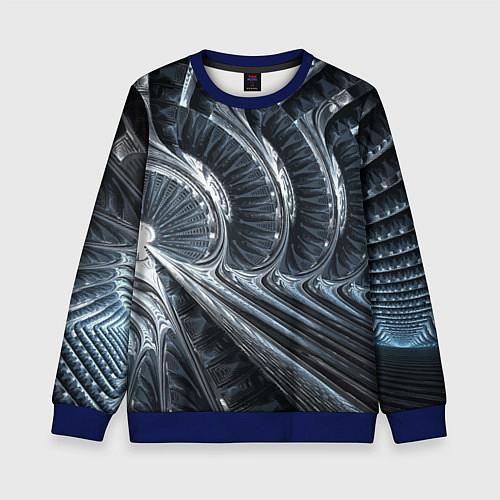 Детский свитшот Фрактальный абстрактный паттерн Броня Fractal Abst / 3D-Синий – фото 1