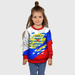 Свитшот детский РОССИЙСКИЙ ТРИКОЛОР - ФОРМА ВДВ РАЗРЫВ, цвет: 3D-красный — фото 2