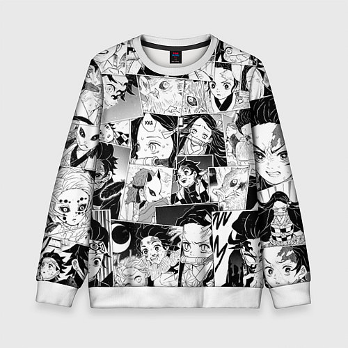 Детский свитшот Клинок рассекающий демонов паттерн / 3D-Белый – фото 1