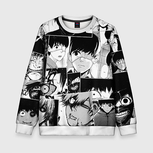 Детский свитшот Токийский гуль паттерн / 3D-Белый – фото 1