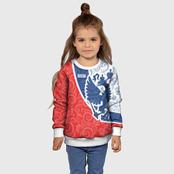 Свитшот детский ГЕРБ РОССИИ С УЗОРАМИ, цвет: 3D-белый — фото 2