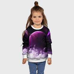 Свитшот детский PURPLE GALAXY лиловая галактика, цвет: 3D-белый — фото 2