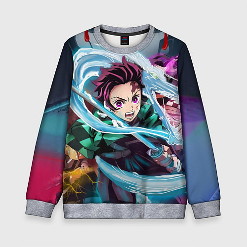 Детский свитшот ТАНДЖИРО КЛИНОК, РАССЕКАЮЩИЙ ДЕМОНОВ DEMON SLAYER / 3D-Меланж – фото 1