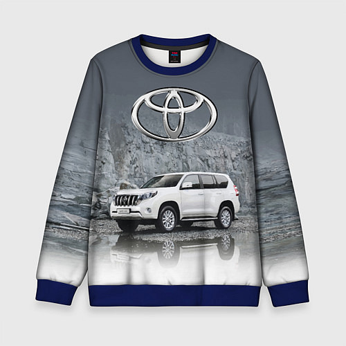 Детский свитшот Toyota Land Cruiser на фоне скалы / 3D-Синий – фото 1