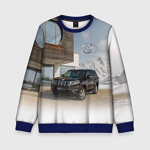 Детский свитшот Тoyota Land Cruiser Prado у горного коттеджа Mount / 3D-Синий – фото 1