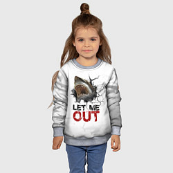 Свитшот детский Акула Let me out - пасть акулы, цвет: 3D-меланж — фото 2