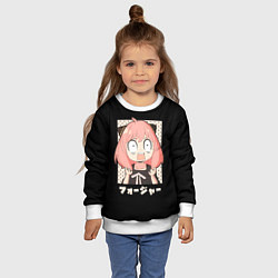 Свитшот детский Anya Forger Иероглифы, цвет: 3D-белый — фото 2