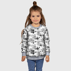 Свитшот детский Черно белый ретро геометрический узор, цвет: 3D-меланж — фото 2