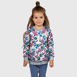 Свитшот детский Цветы Летние Фиолетовые Рудбеки, цвет: 3D-меланж — фото 2