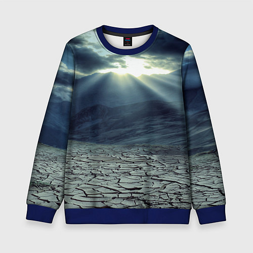 Детский свитшот Трещины на земле пустыня / 3D-Синий – фото 1