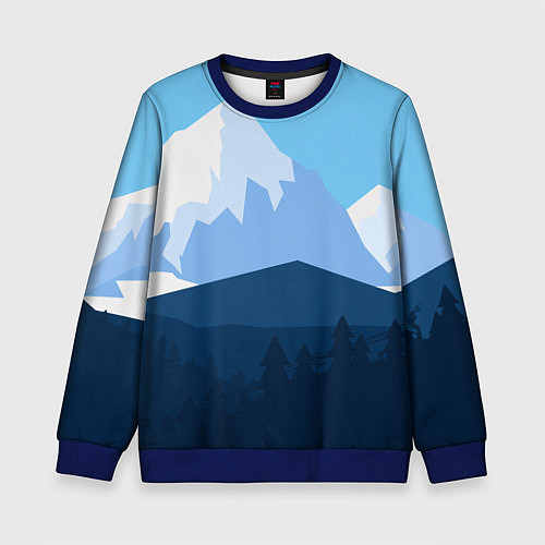 Детский свитшот Горы, лес, канатная дорога / 3D-Синий – фото 1
