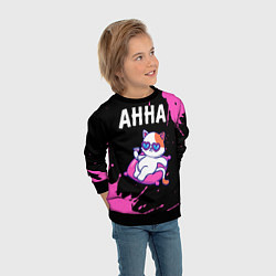 Свитшот детский Анна - КОШЕЧКА - Брызги, цвет: 3D-черный — фото 2
