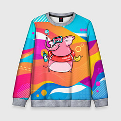 Свитшот детский Слоненок идет купаться, цвет: 3D-меланж