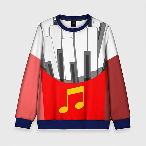 Детский свитшот Клавиши фортепиано как картошка фри / 3D-Синий – фото 1