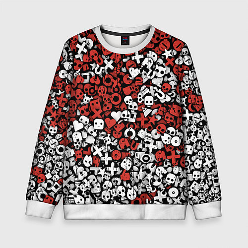 Детский свитшот Красно-белые знаки LDR / 3D-Белый – фото 1