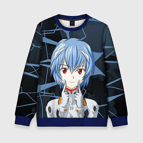Детский свитшот Евангелион - пилот Рей Аянами / 3D-Синий – фото 1