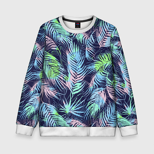 Детский свитшот Разноцветные Листья Пальм / 3D-Белый – фото 1