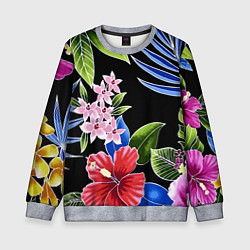 Свитшот детский Floral vanguard composition Летняя ночь Fashion tr, цвет: 3D-меланж