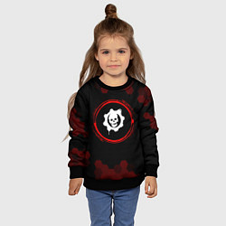 Свитшот детский Символ Gears of War и краска вокруг на темном фоне, цвет: 3D-черный — фото 2
