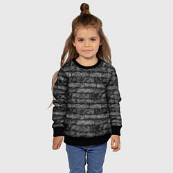 Свитшот детский Стена из черного кирпича Лофт, цвет: 3D-черный — фото 2