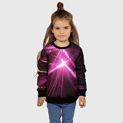 Свитшот детский Неоновые лазеры во тьме - Розовый, цвет: 3D-черный — фото 2