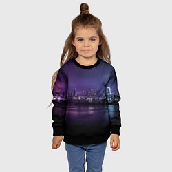 Свитшот детский Неоновый город с рекой - Фиолетовый, цвет: 3D-черный — фото 2