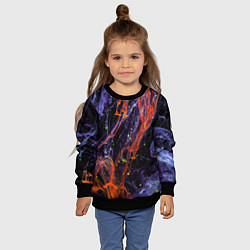 Свитшот детский Неоновые краски во тьме - Оранжевый и фиолетовый, цвет: 3D-черный — фото 2
